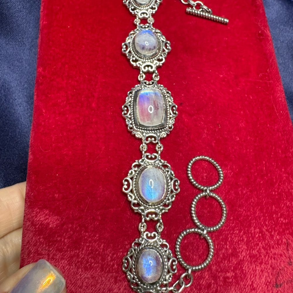 Bracelet Solid 925 Sterling Silver Moonstone Togg… - image 4
